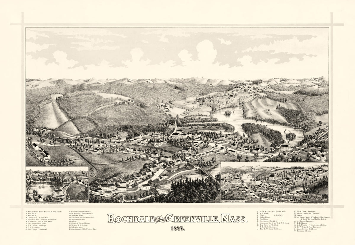 Preview of Vintage Map of Rochdale, Massachusetts 1887