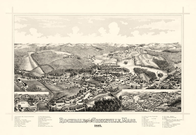 Size comparison using Vintage Map of Rochdale, Massachusetts 1887