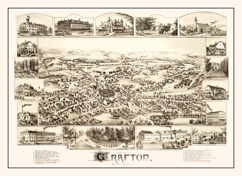 Size comparison using Vintage Map of Grafton, Massachusetts 1887