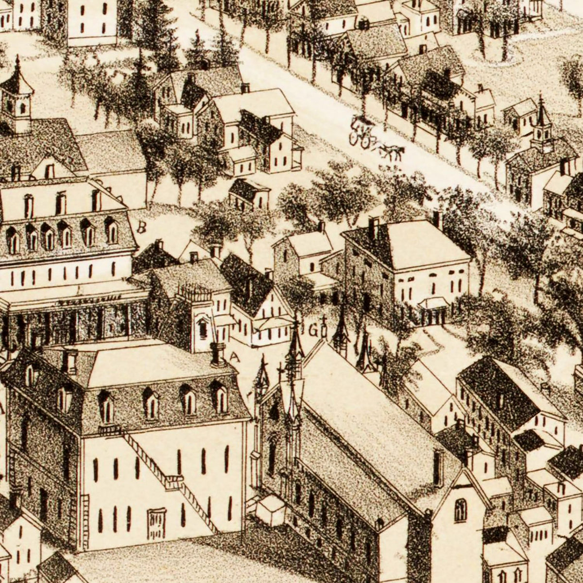 Restored historic details from the 1887 city map of Medway, Massachusetts