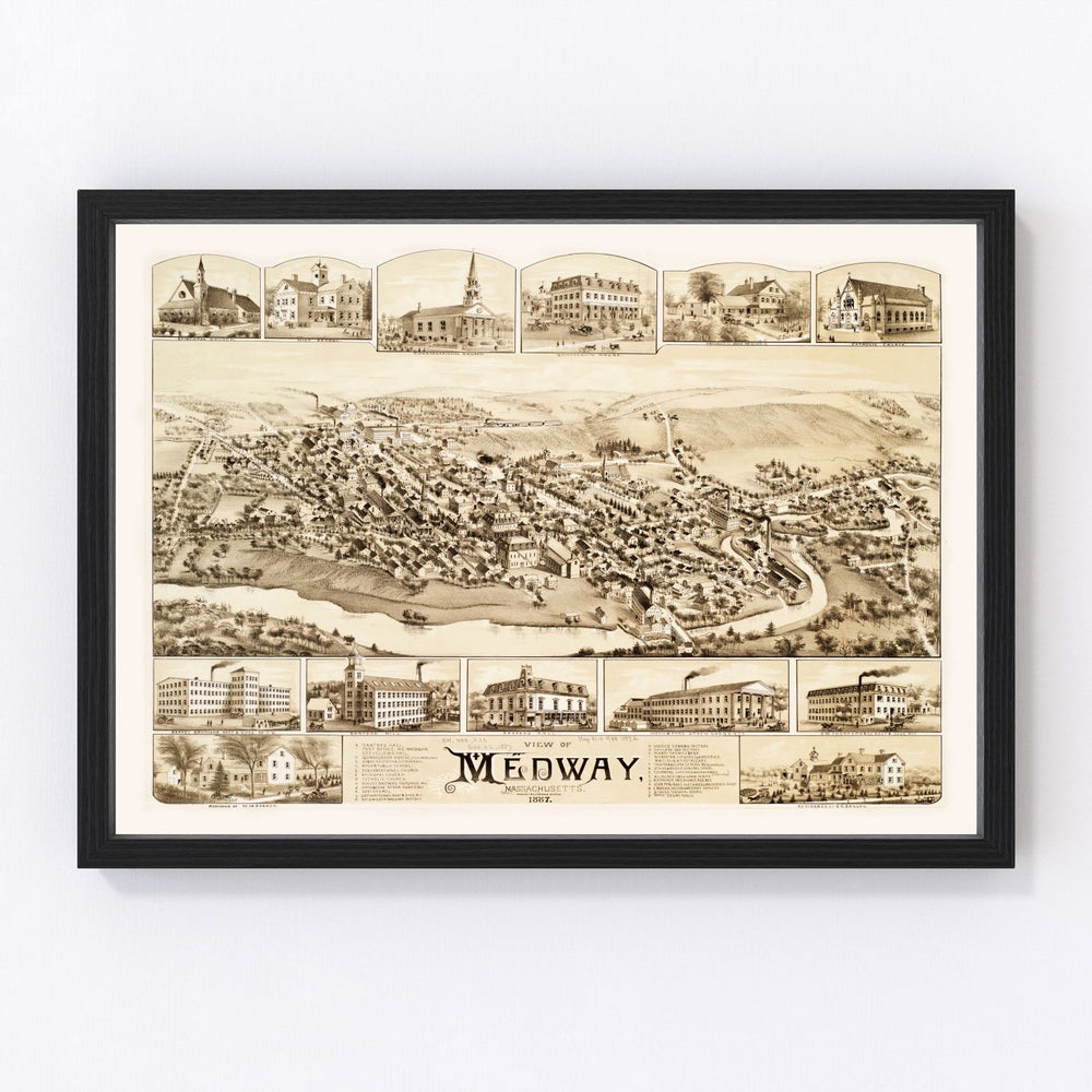 Medway Vintage Map 1887