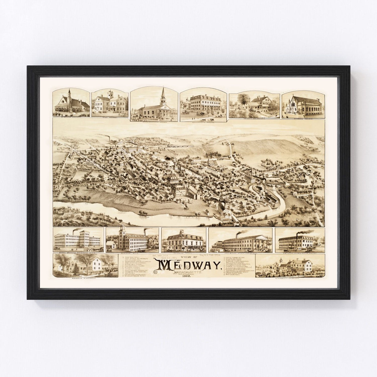 Medway Vintage Map 1887
