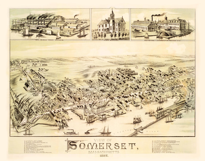Size comparison using Vintage Map of Somerset, Massachusetts 1887