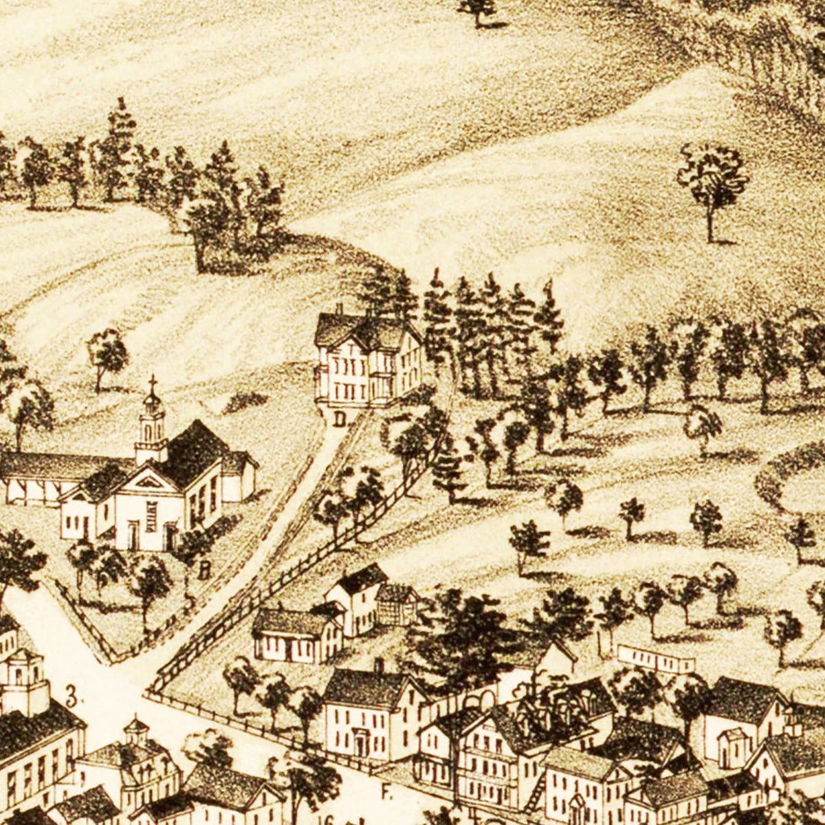Restored historic details from the 1887 city map of Warner, New Hampshire
