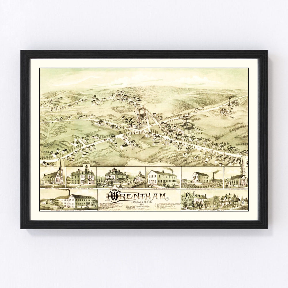 Wrentham Vintage Map 1888