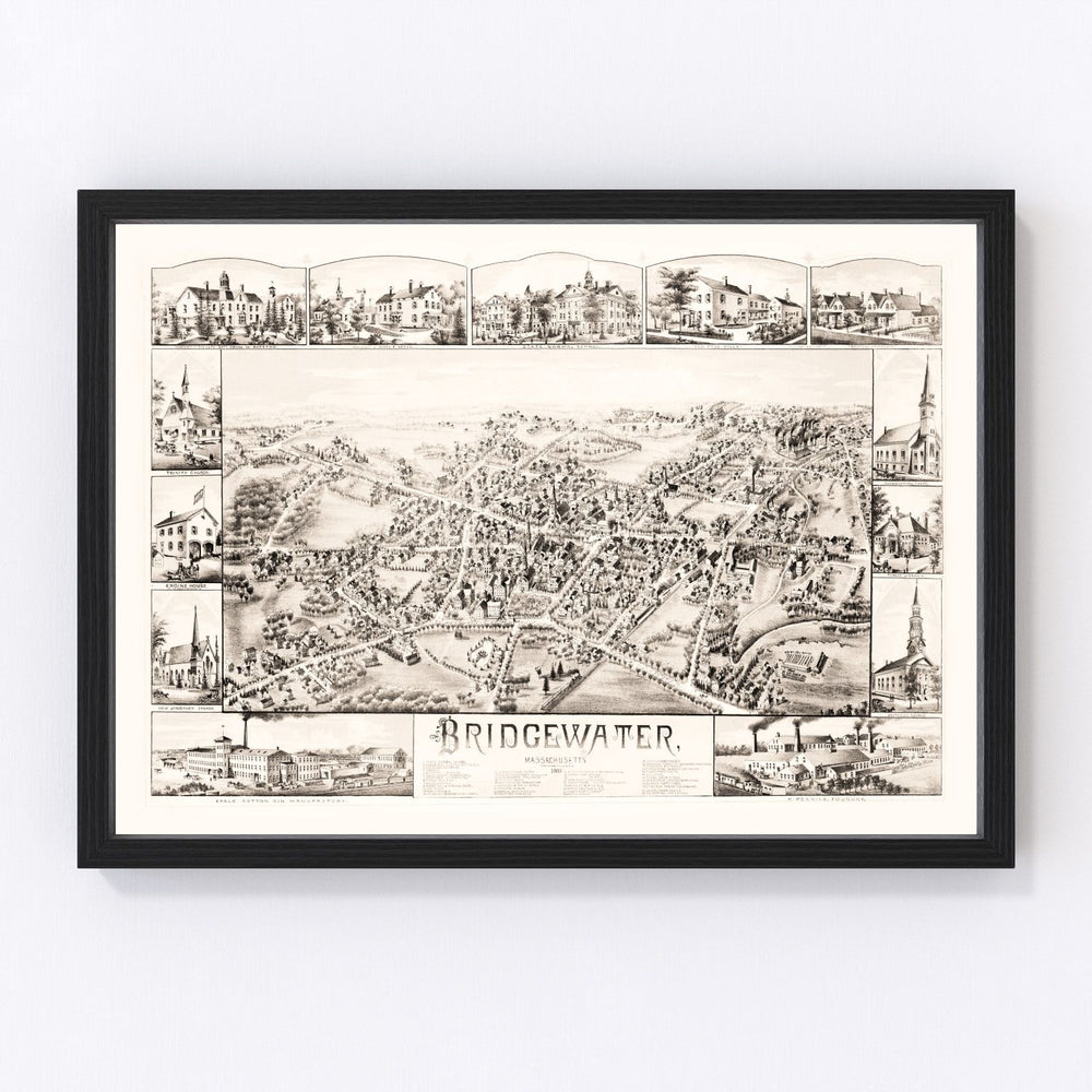 Bridgewater Vintage Map 1887