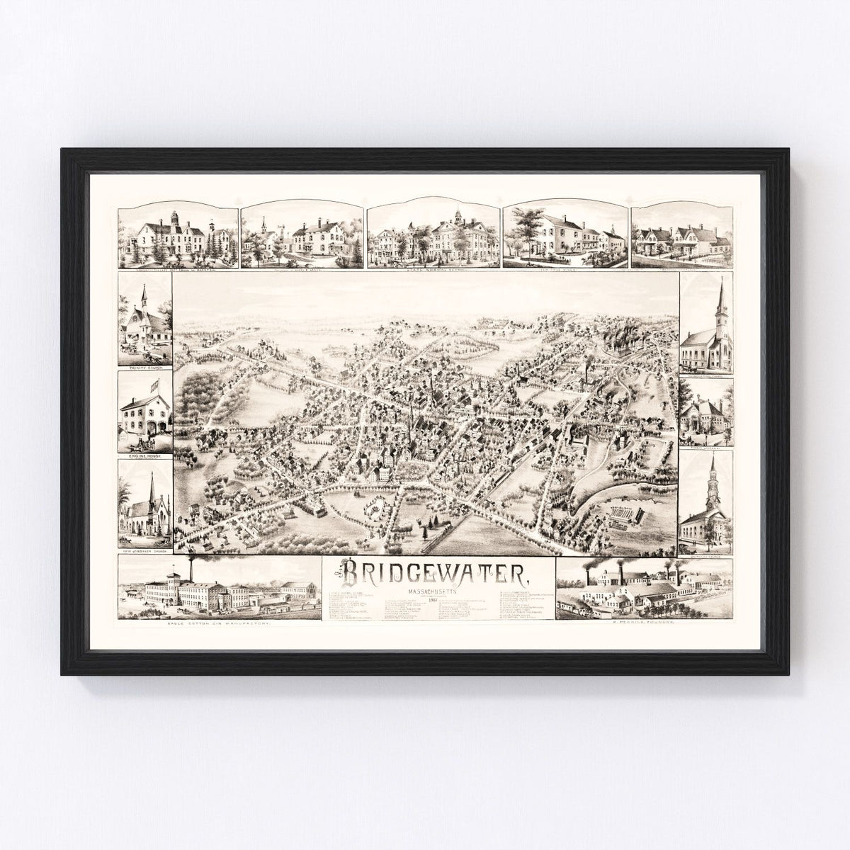 Bridgewater Vintage Map 1887
