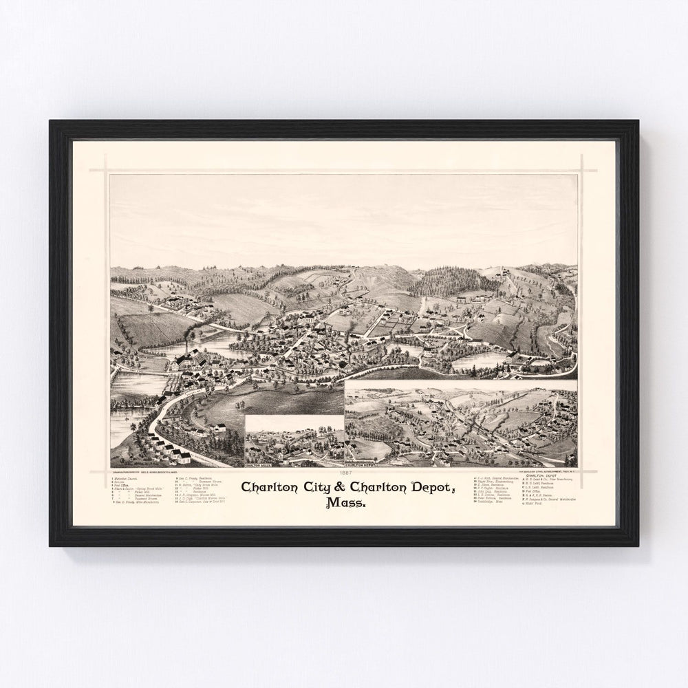 Charlton City Vintage Map 1887
