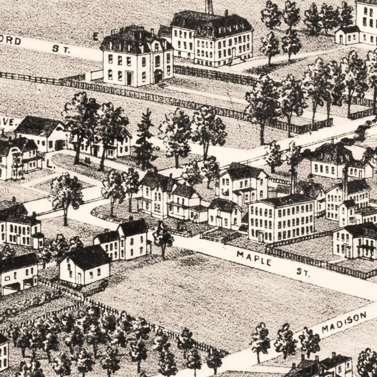 Restored historic details from the 1887 city map of Cochituate, Massachusetts