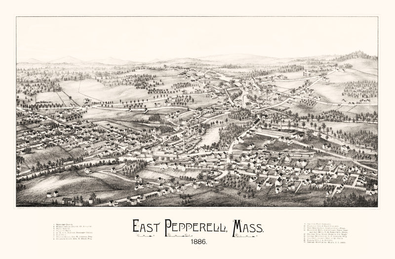 Size comparison using Vintage Map of East Pepperell, Massachusetts 1886