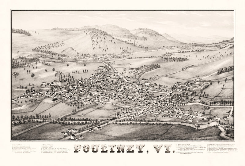 Size comparison using Vintage Map of Poultney, Vermont 1886
