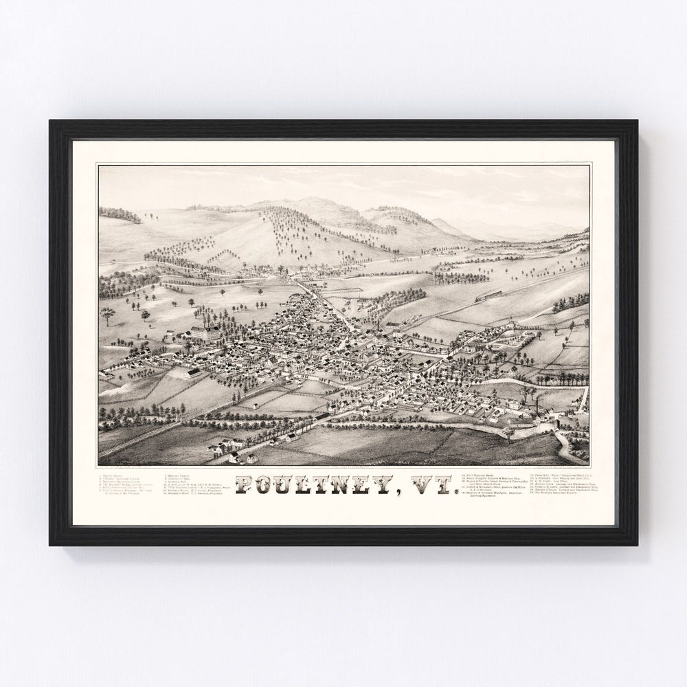 Poultney Vintage Map 1886