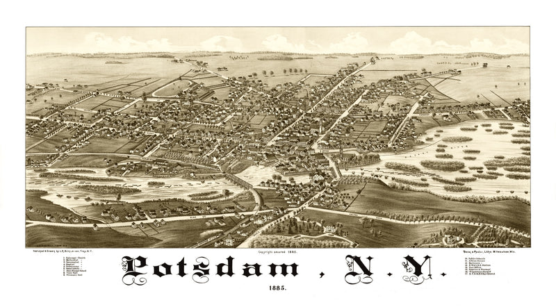 Size comparison using Vintage Map of Potsdam, New York 1885