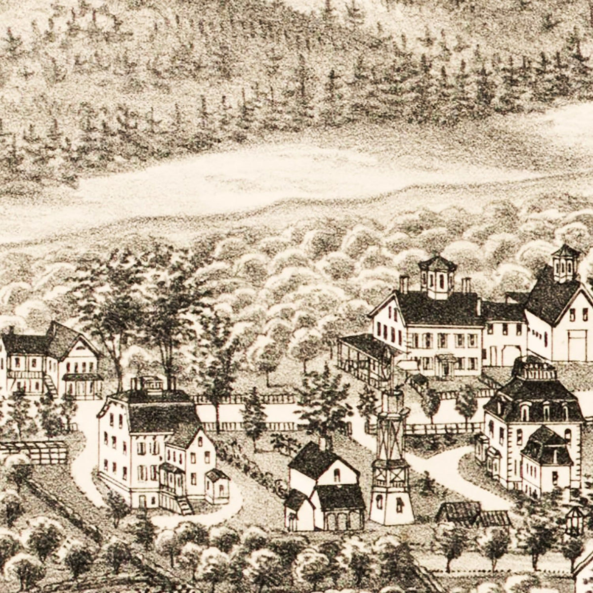 Restored historic details from the 1886 city map of Westford, Massachusetts