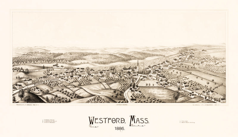 Size comparison using Vintage Map of Westford, Massachusetts 1886