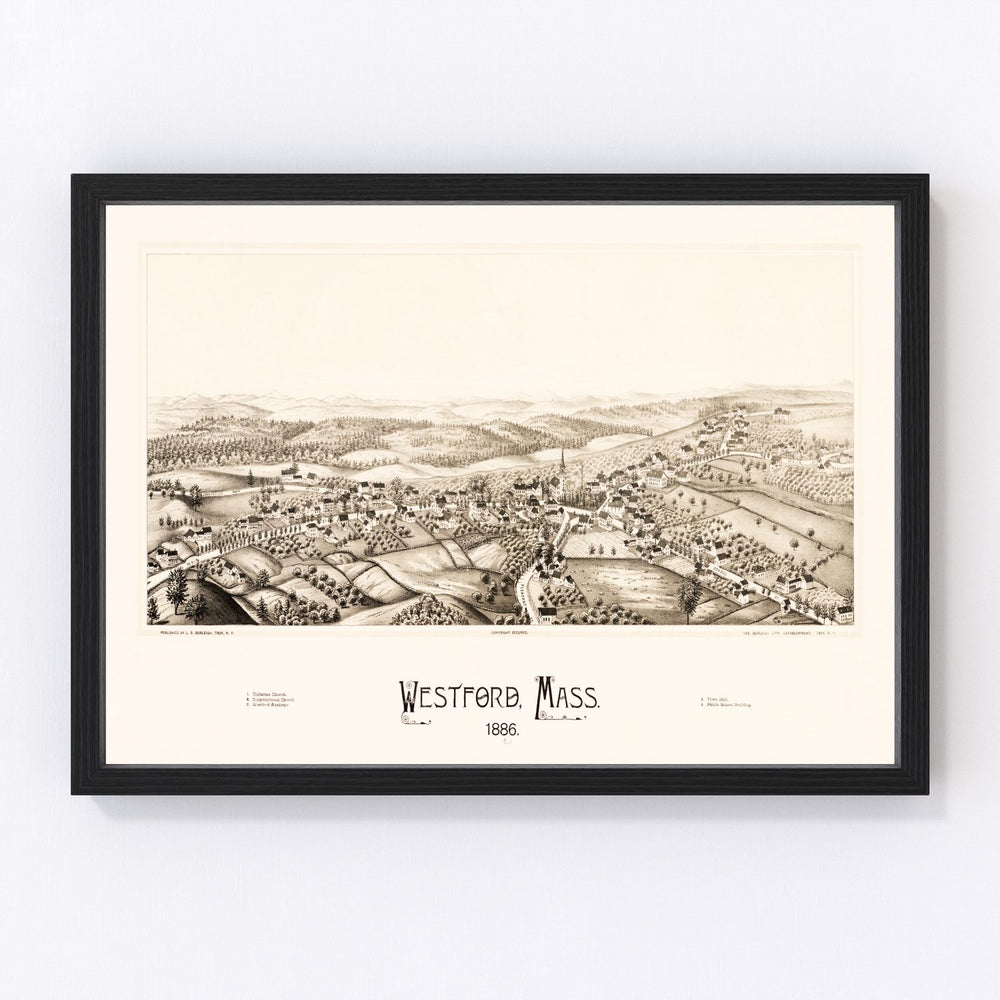 Westford Vintage Map 1886