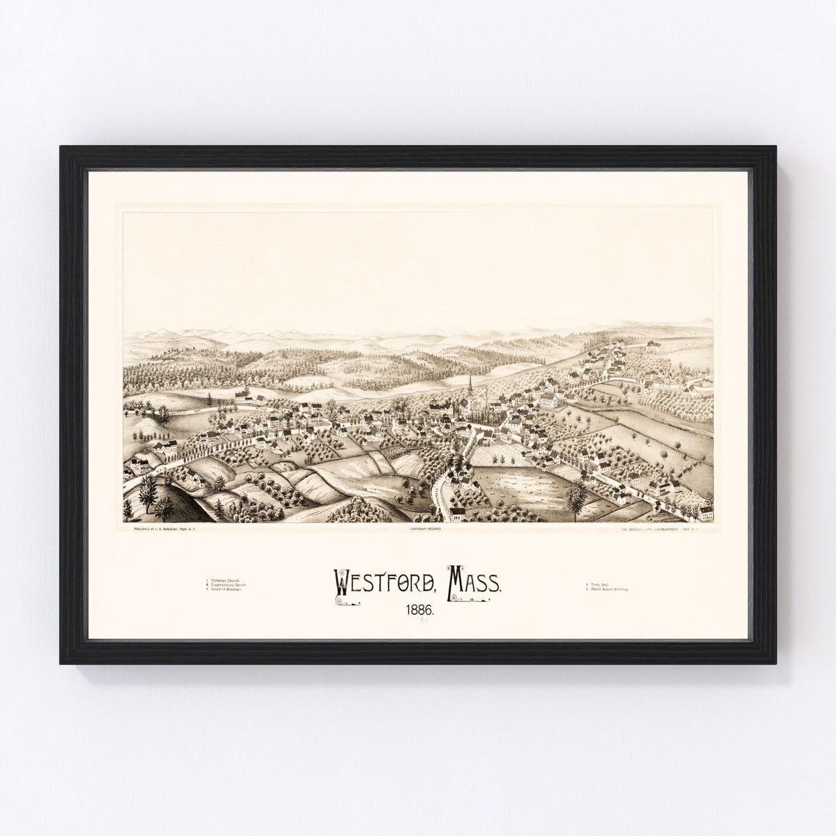 Westford Vintage Map 1886