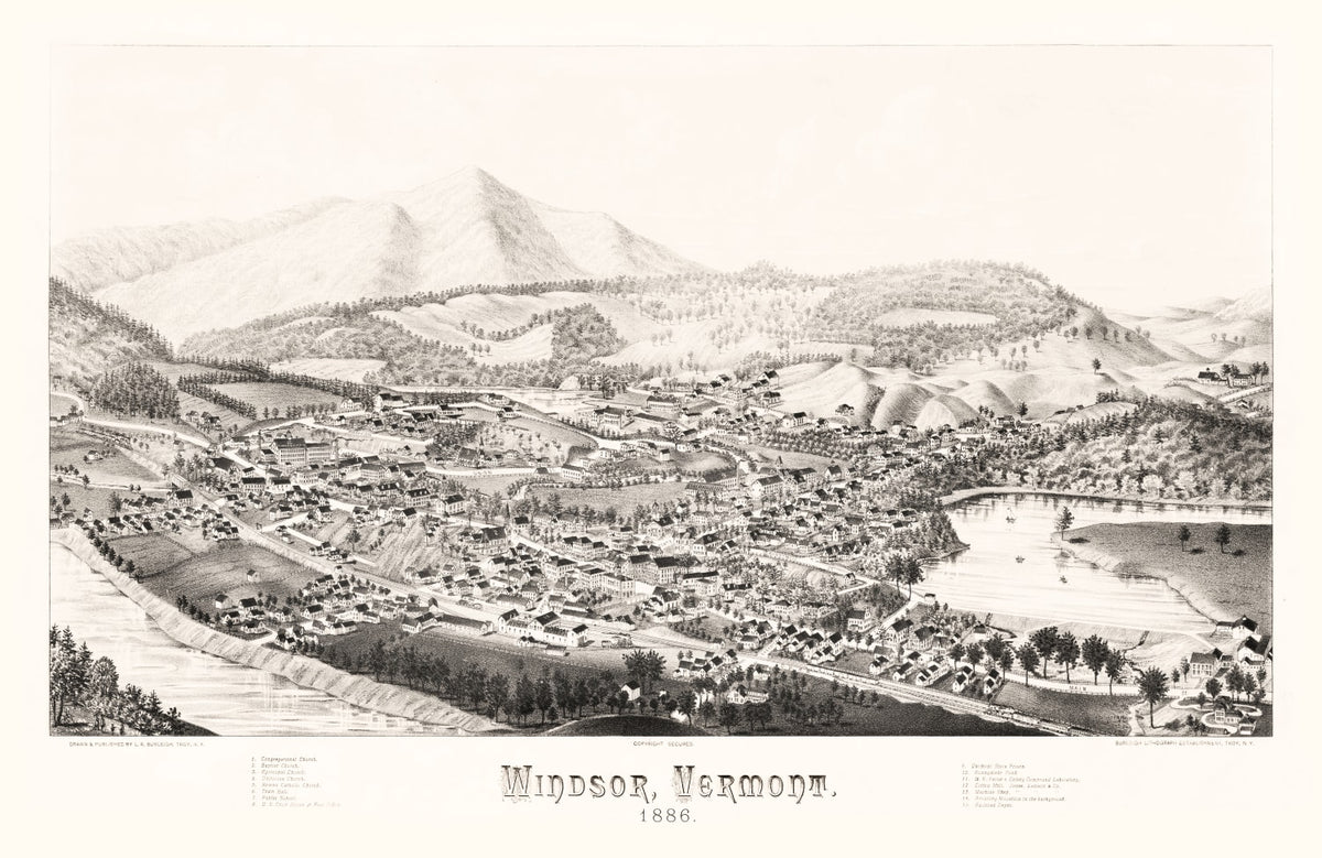 Preview of Vintage Map of Windsor, Vermont 1886