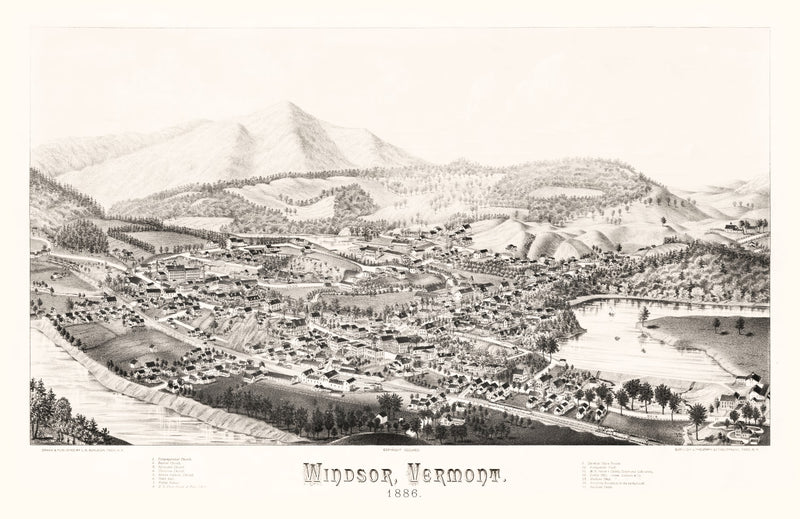 Size comparison using Vintage Map of Windsor, Vermont 1886