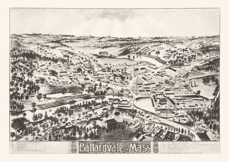 Size comparison using Vintage Map of Ballardvale, Massachusetts 1885