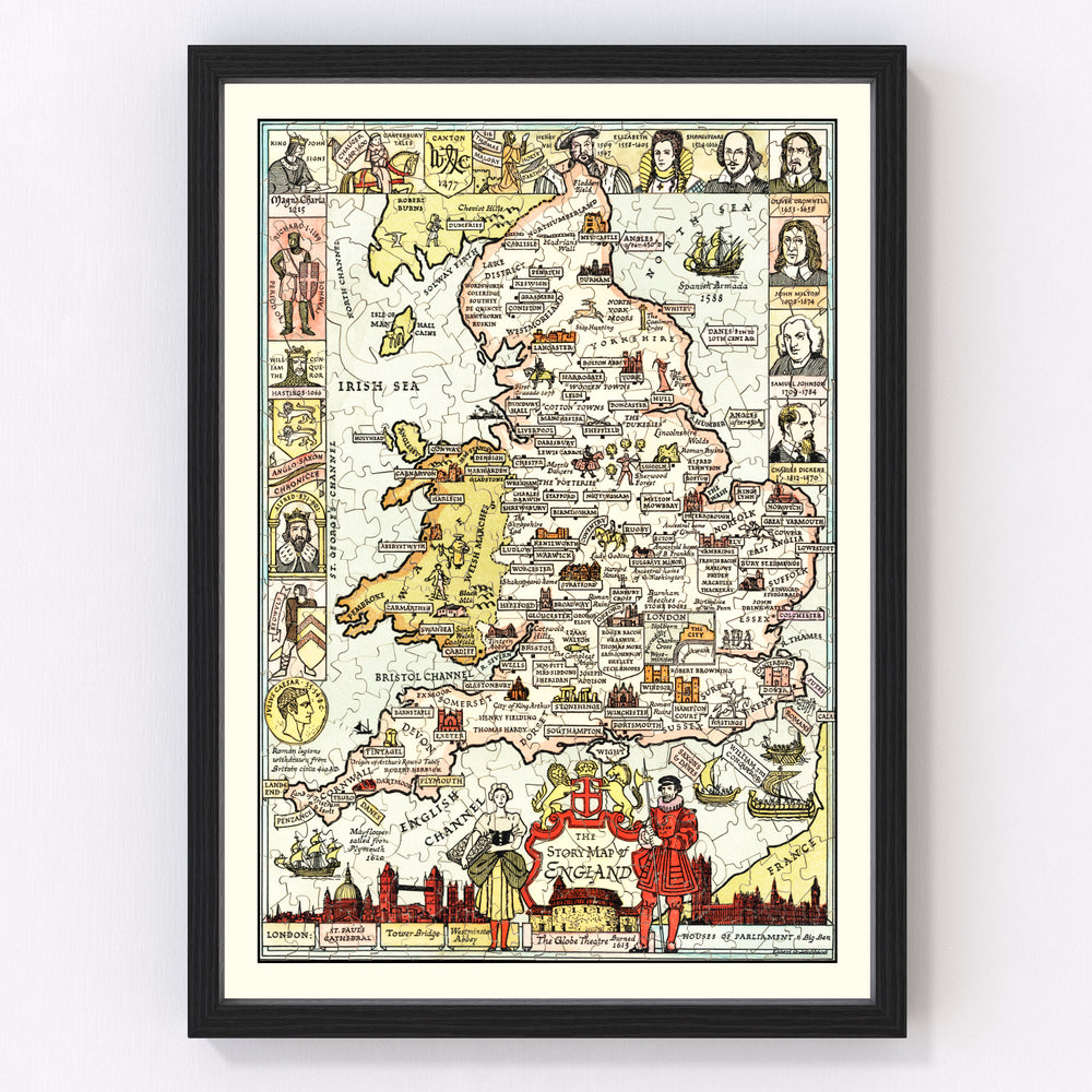 England Vintage Map 1936