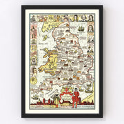 England Vintage Map 1936