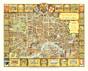 Vintage Map of London, England 1951