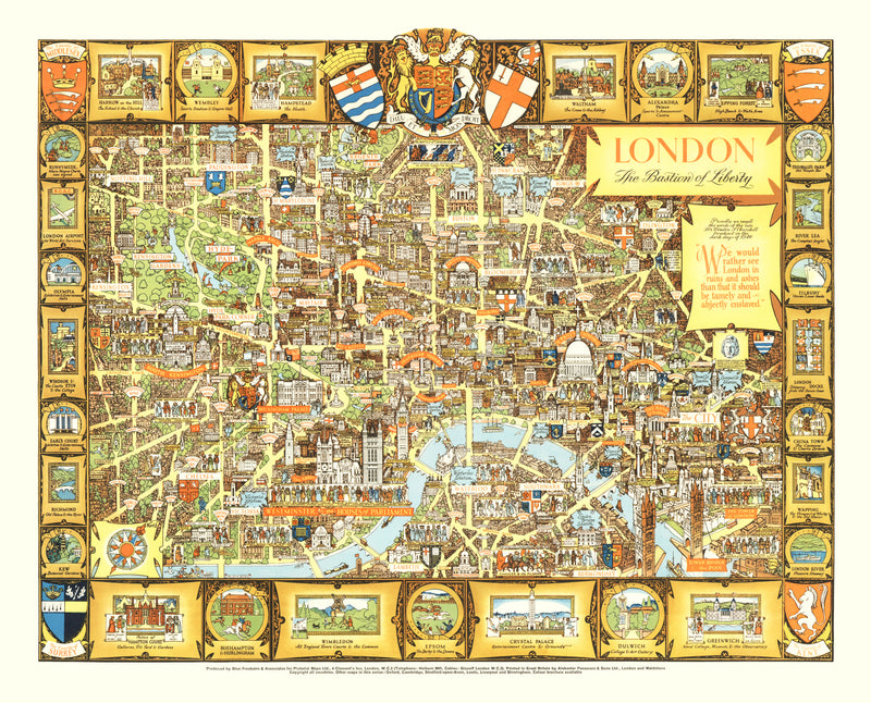 Size comparison using Vintage Map of London, England 1951