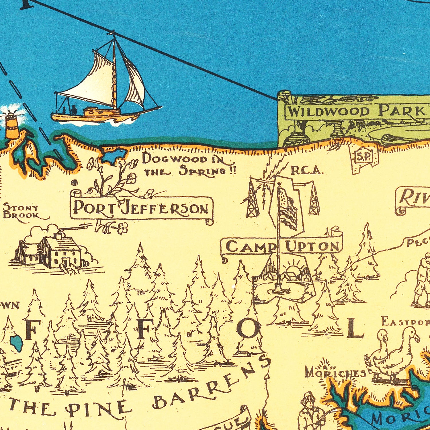 Restored historic details from the 1933 city map of Long Island, New York