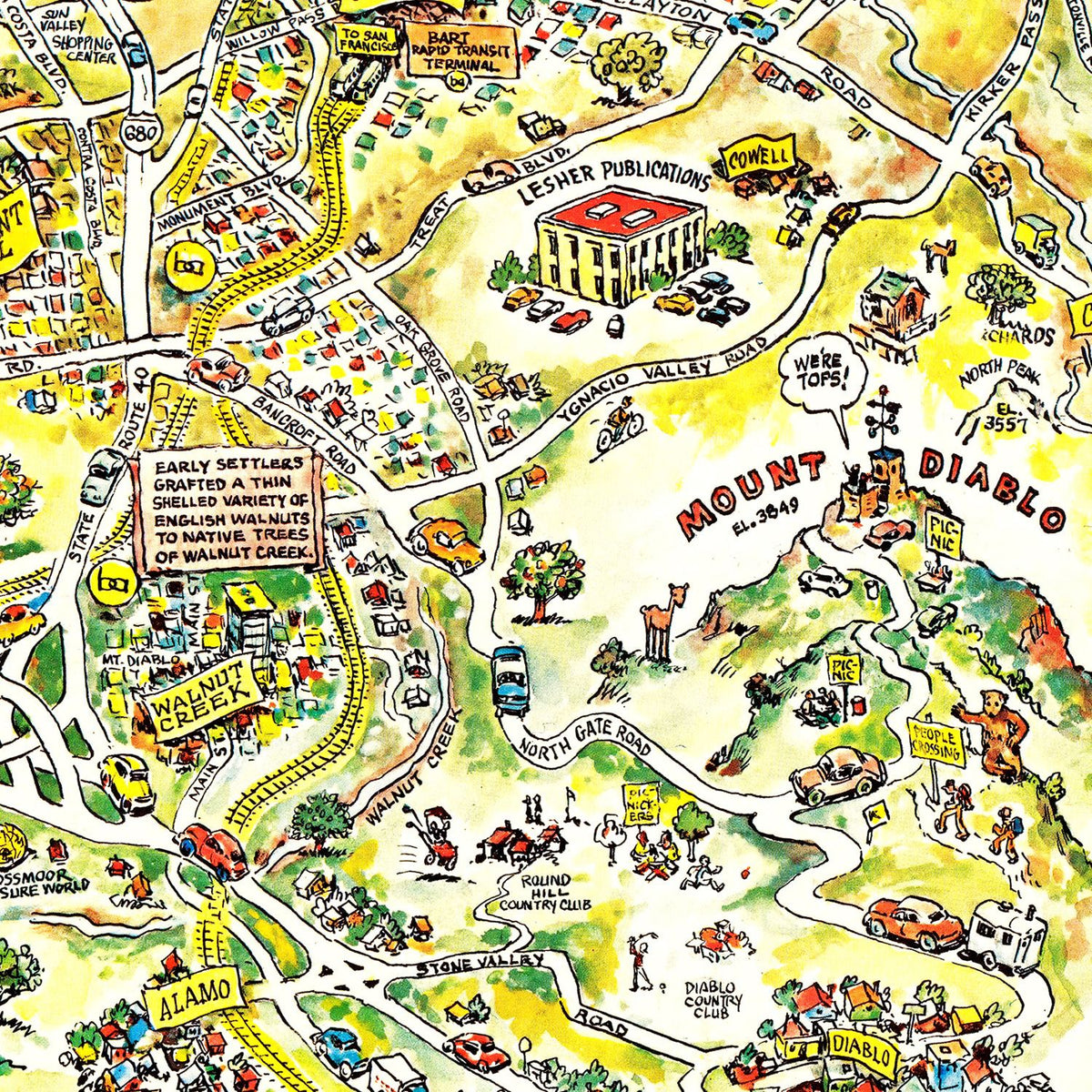 Restored historic details from the 1981 county map of Contra Costa County, California