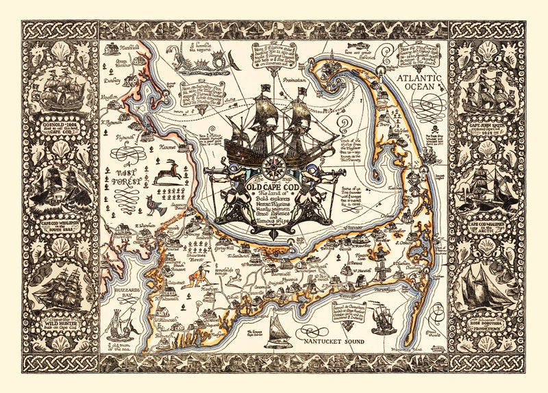 Size comparison using Vintage Map of Cape Cod, 1930