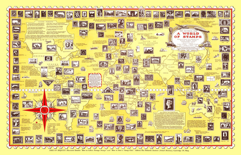 Size comparison using World Map of Stamps, 1947
