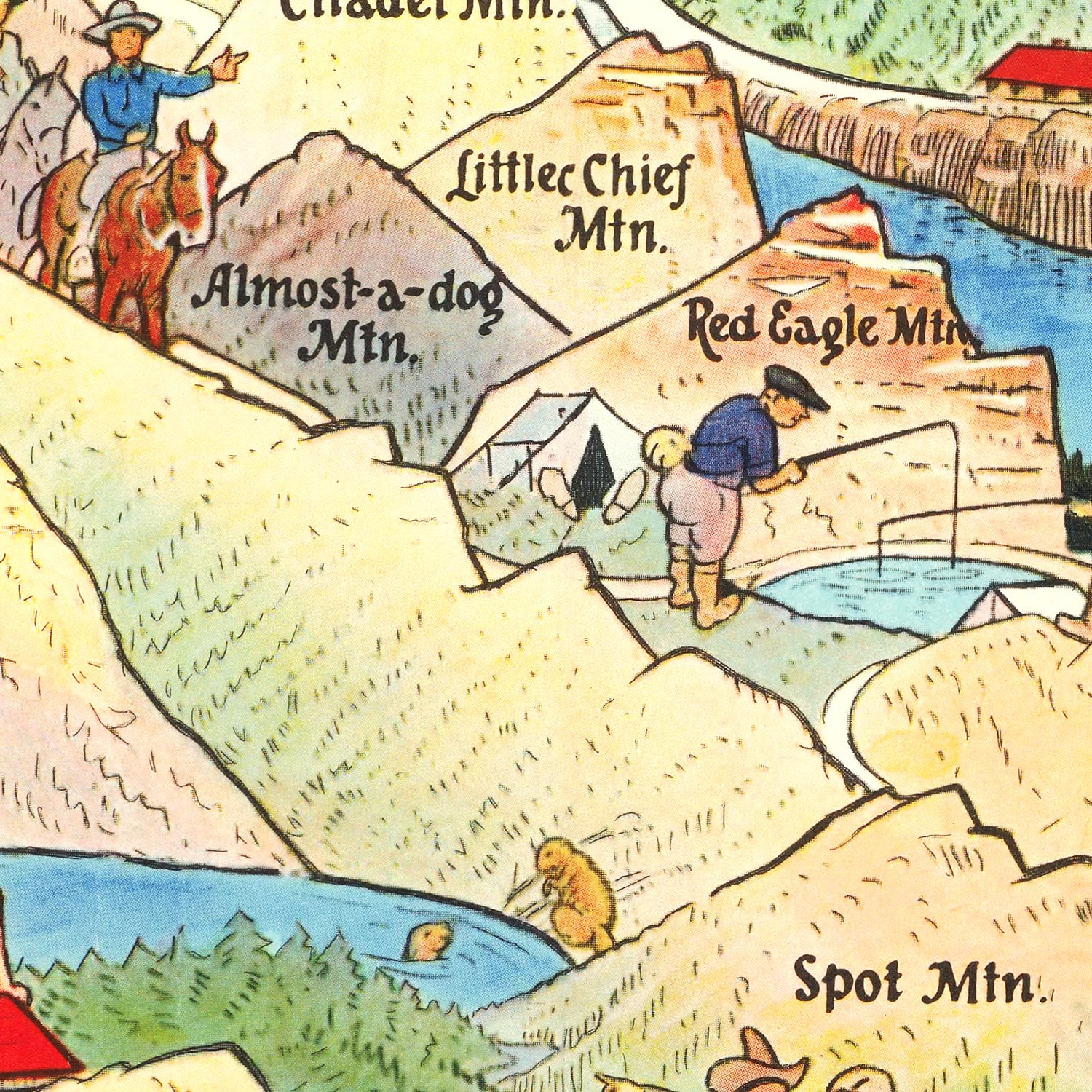 Restored historic details from the 1925 national park map of County, Montana