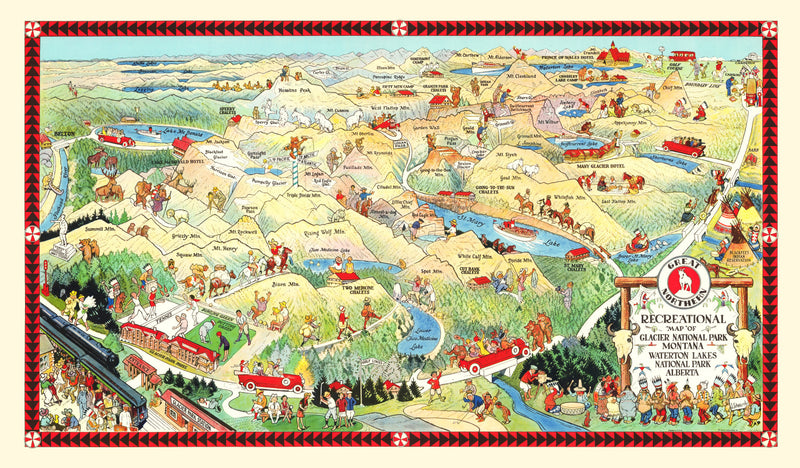 Size comparison using Vintage Map of Glacier National Park, 1925