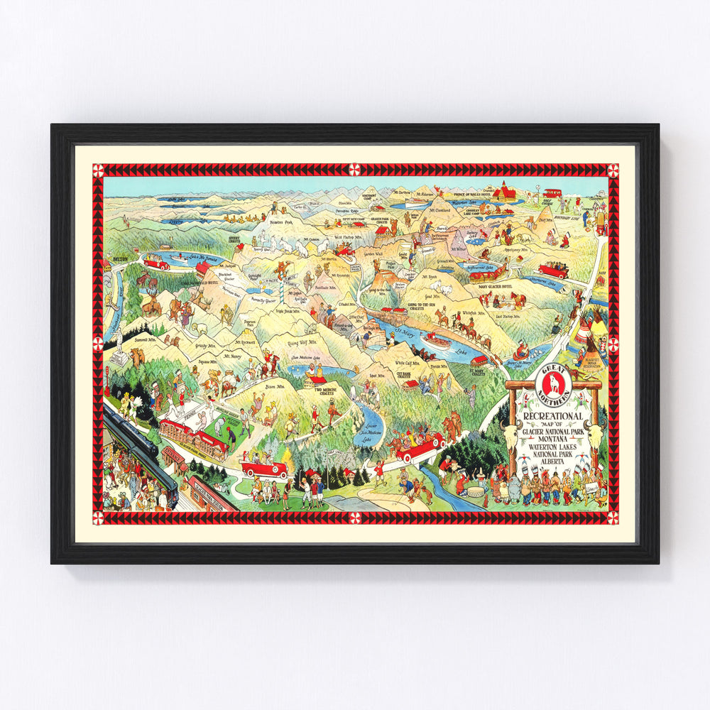 Glacier National Park Vintage Map 1925