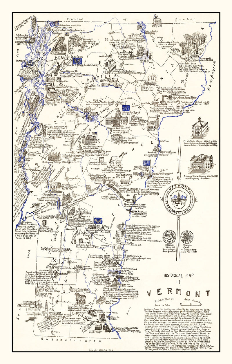Size comparison using Vintage Map of Vermont 1934