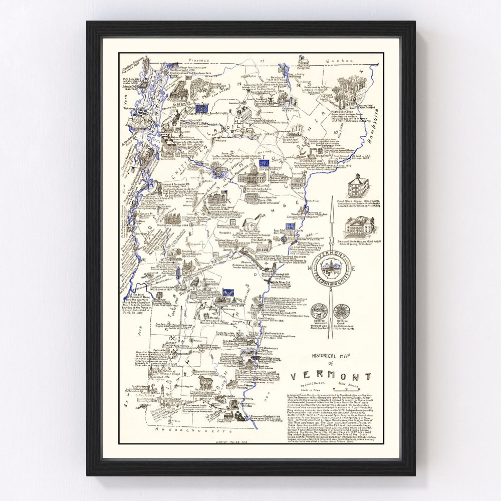 Vermont Vintage Map 1934