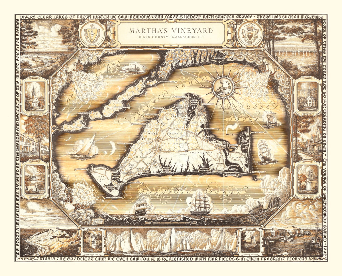 Preview of Vintage Map of Martha's Vineyard, 1954