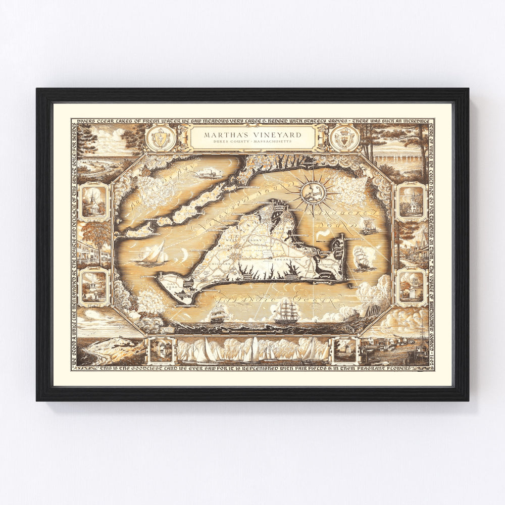 Martha's Vineyard Vintage Map 1954