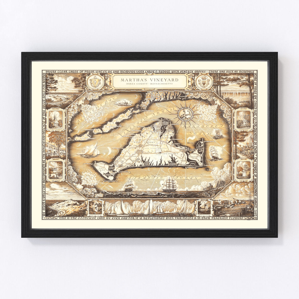Martha's Vineyard Vintage Map 1954