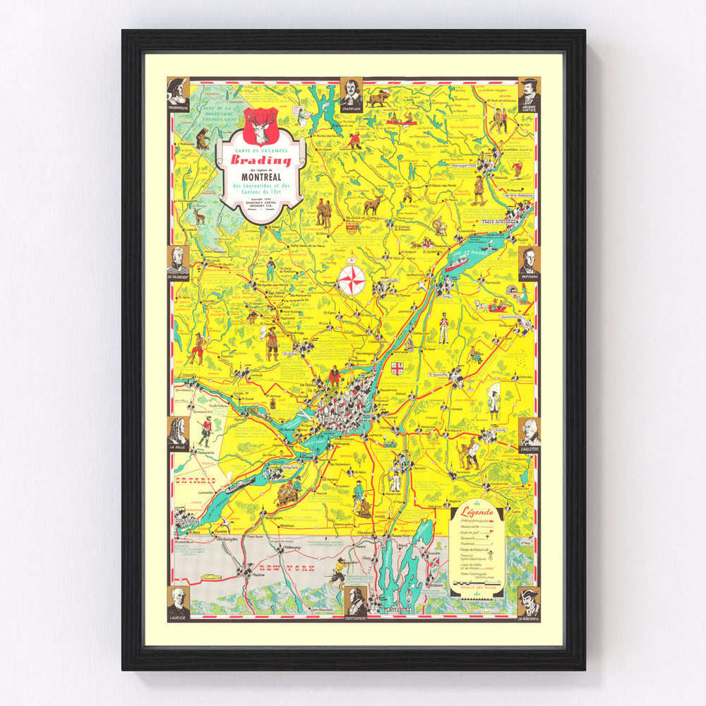 Montreal Region Vintage Map 1948