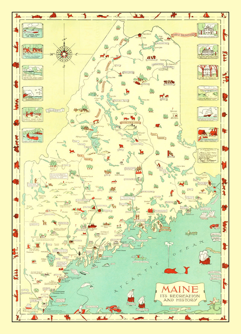 Size comparison using Vintage Map of Maine 1934