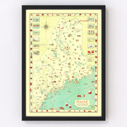 Maine Vintage Map 1934