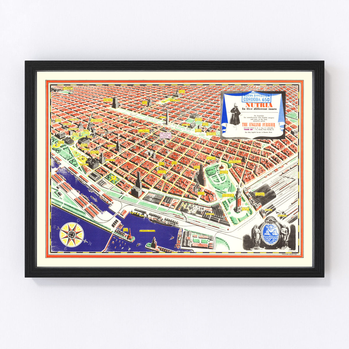 Buenos Aires Vintage Map 1950