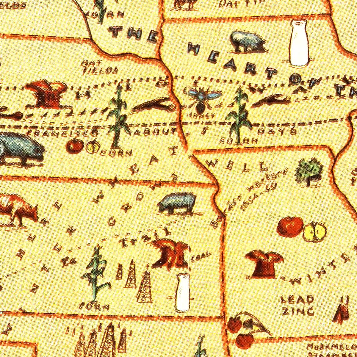 Restored historic details from the 1934 country map of County