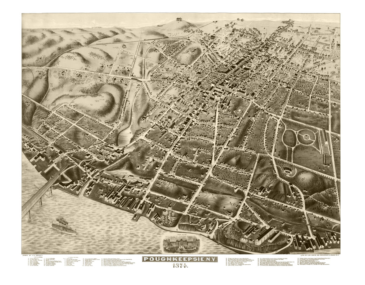 Preview of Vintage Map of Poughkeepsie, New York 1874