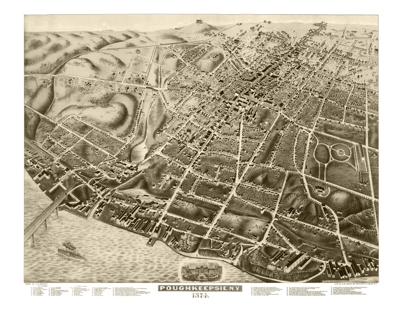 Size comparison using Vintage Map of Poughkeepsie, New York 1874