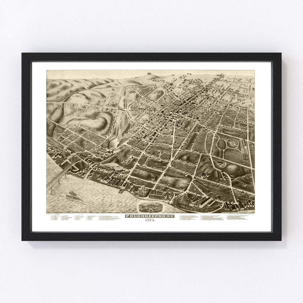 Poughkeepsie Vintage Map 1874