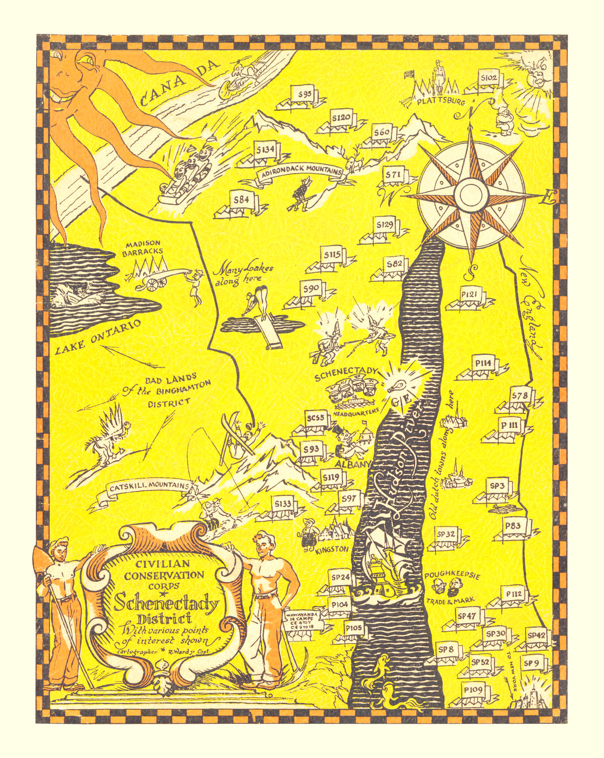 Preview of Vintage Map of Civilian Conservation Corp Schenectady District, 1937