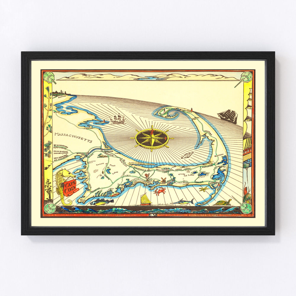 Cape Cod Vintage Map 1938